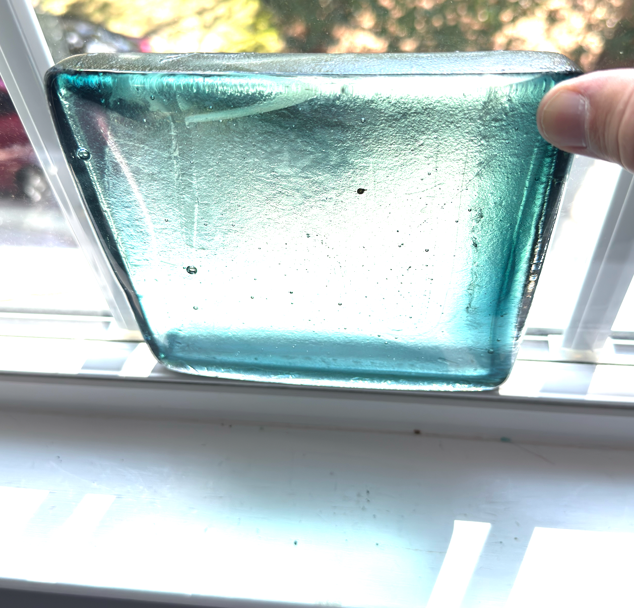 6 x 6 x 1/2 Inch Tile - Pale Seafoam Green and Clear