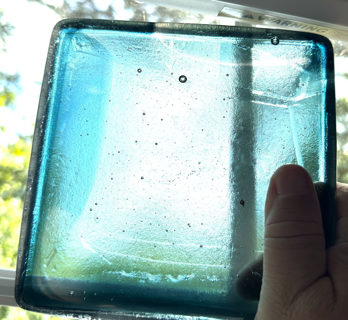 6 x 6 x 1/2 Inch Tile - Pale Seafoam Green and Clear