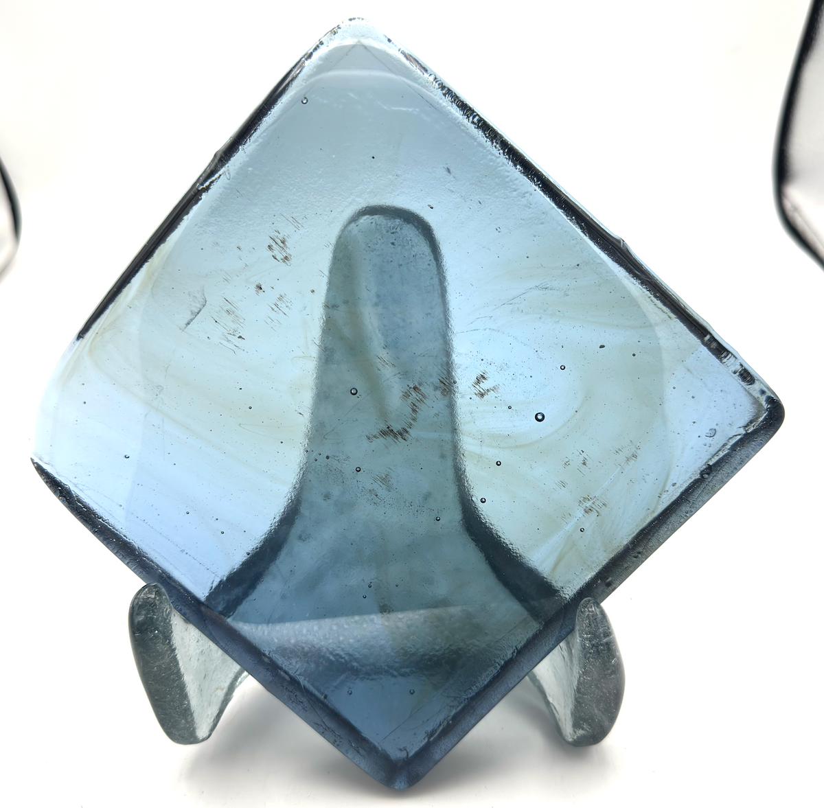 6 x 6 x 1/2 Inch Tile - Pale Blue / Slate Grey Clear