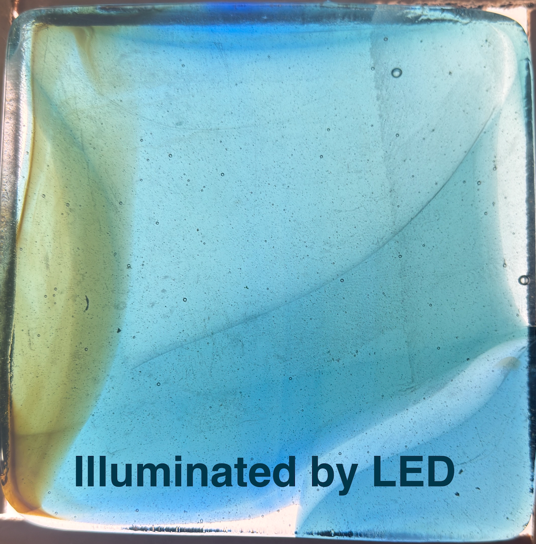 6 x 6 x 1/2 Inch Tile - Light Turquoise with Amber Wisps