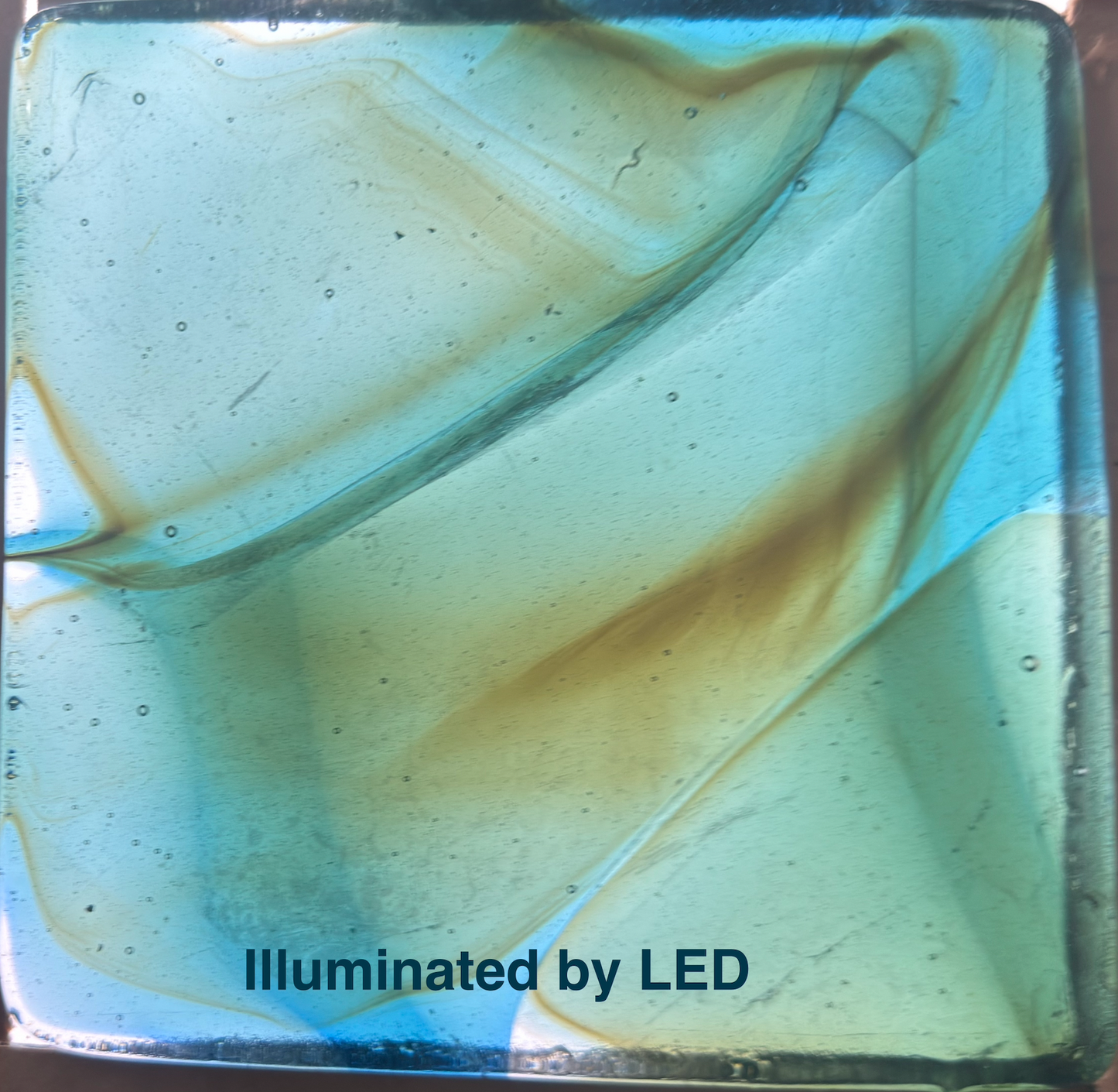 6 x 6 x 1/2 Inch Tile - Light Turquoise with Amber Wisps