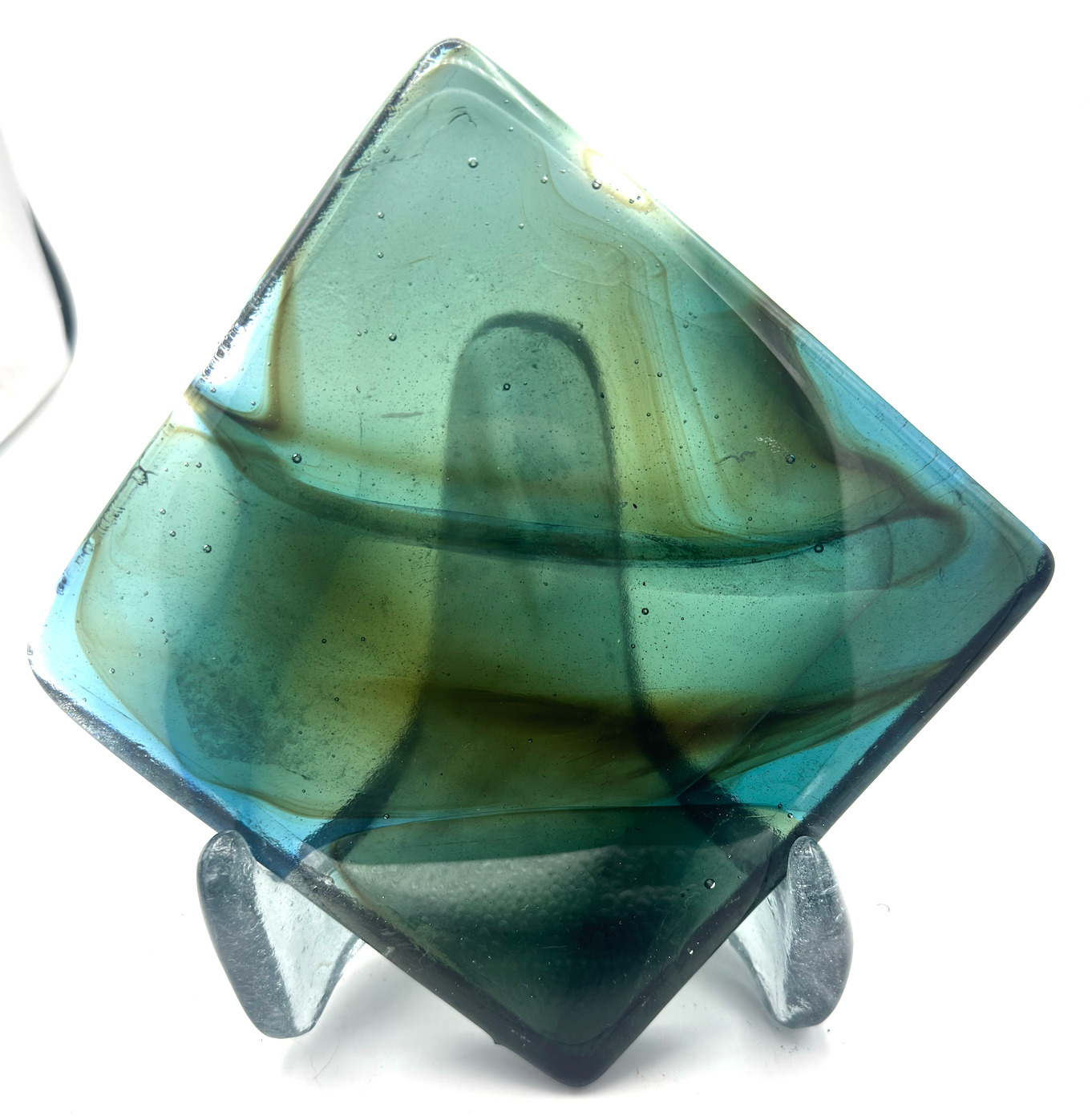 6 x 6 x 1/2 Inch Tile - Light Turquoise with Amber Wisps