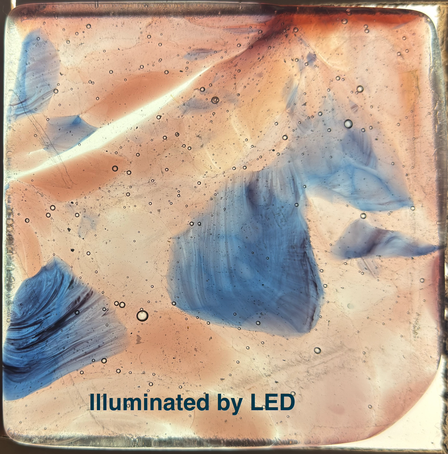 6 x 6 x 1/2 Inch Tile - Abstract Pink, Blue and Clear