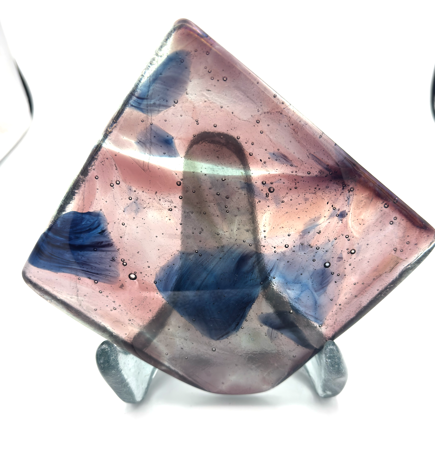6 x 6 x 1/2 Inch Tile - Abstract Pink, Blue and Clear